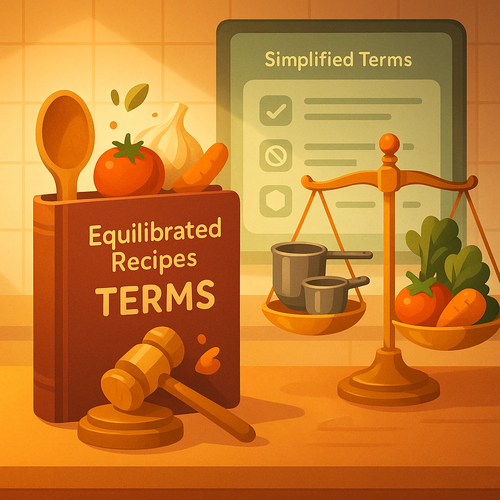 Equilibrated Recipes Terms of Service