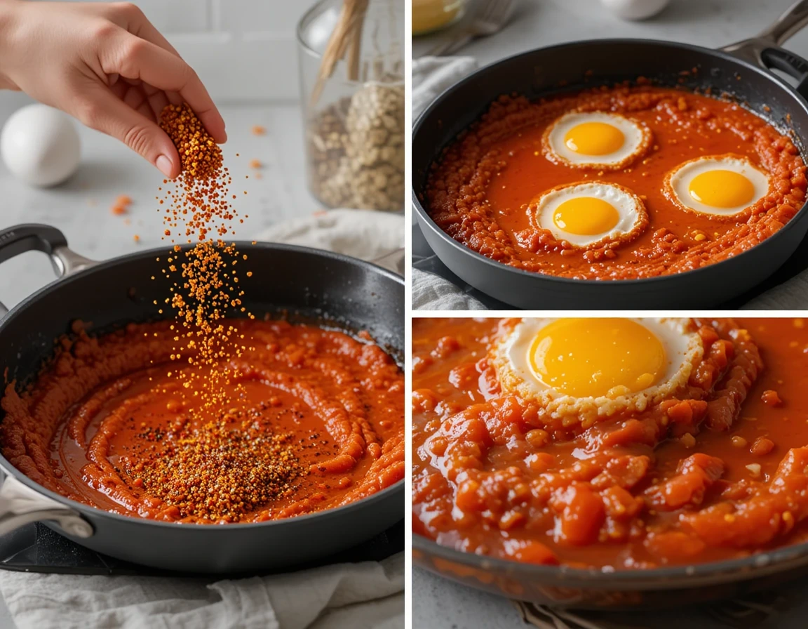 Professional tips for perfect Shakshuka - spicing, egg wells, and finishing
