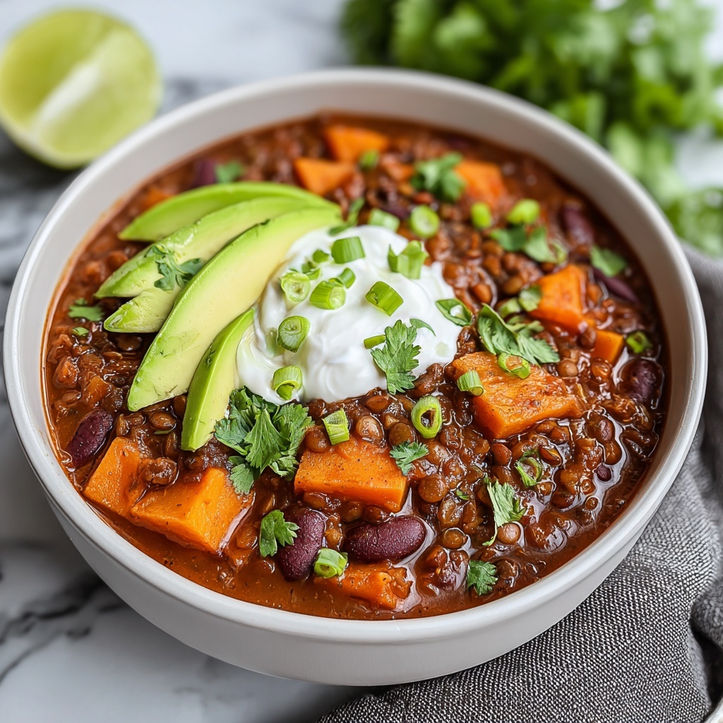 Vegan Sweet Potato Lentil Chili Recipe - Recipe Image