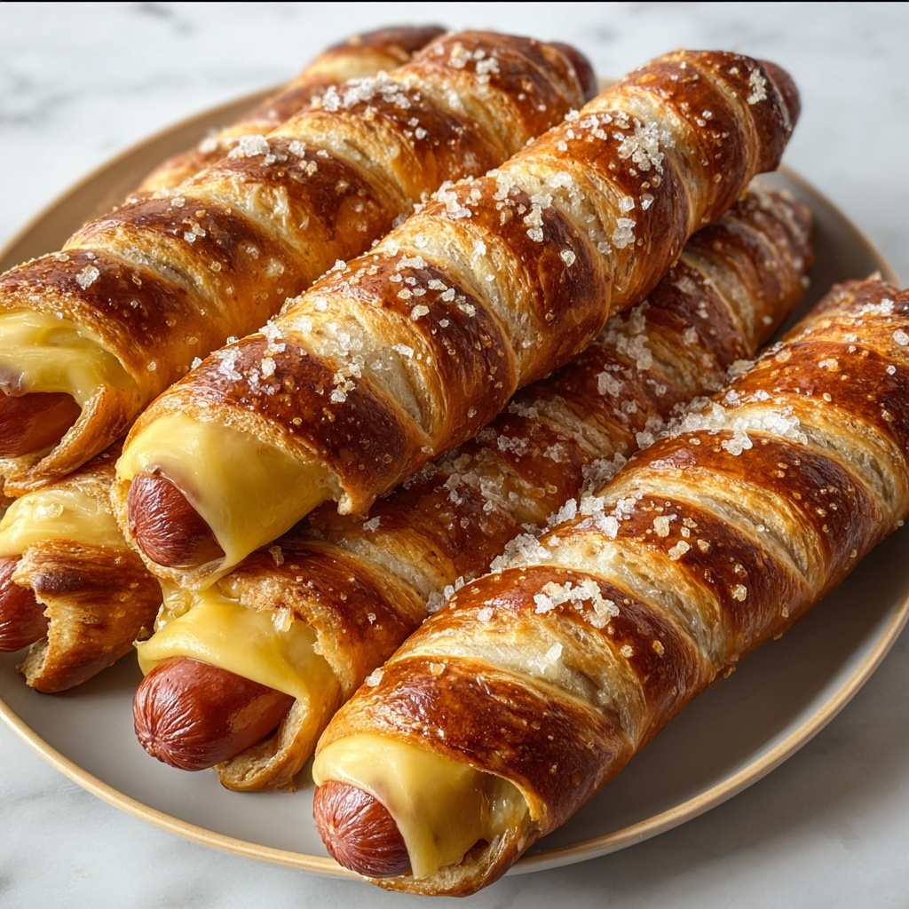 Soft Baked Cheesy Pretzel Dogs Recipe - Recipe Image