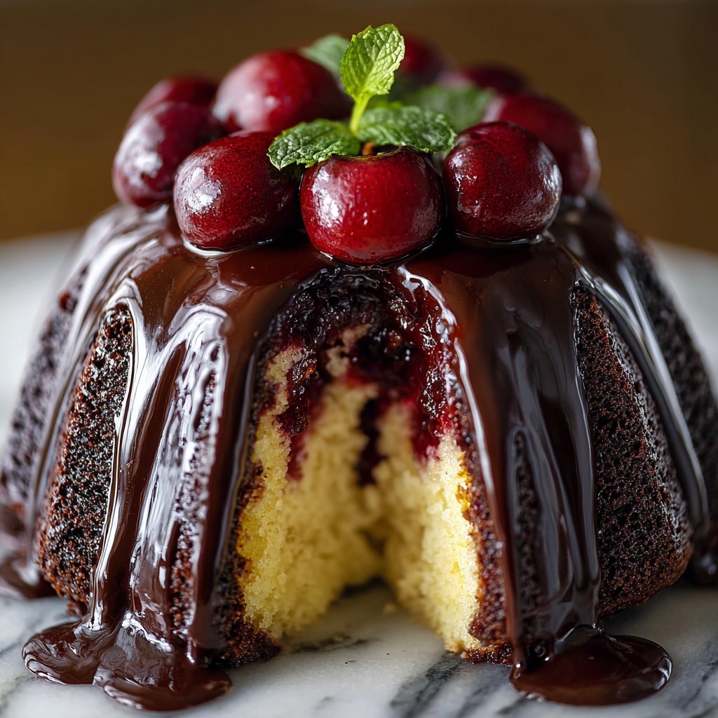 Cherry Chocolate Cream Cheese Bundt Cake Recipe - Recipe Image