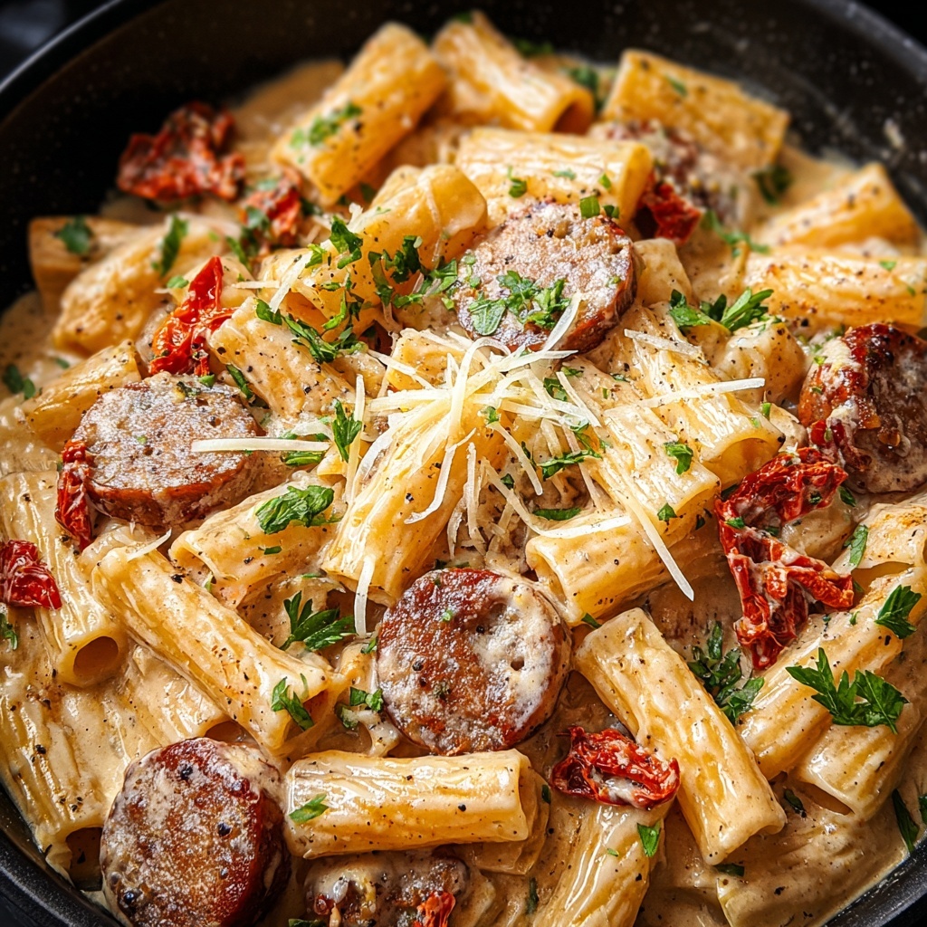Creamy Cajun Sausage Pasta Recipe - Recipe Image