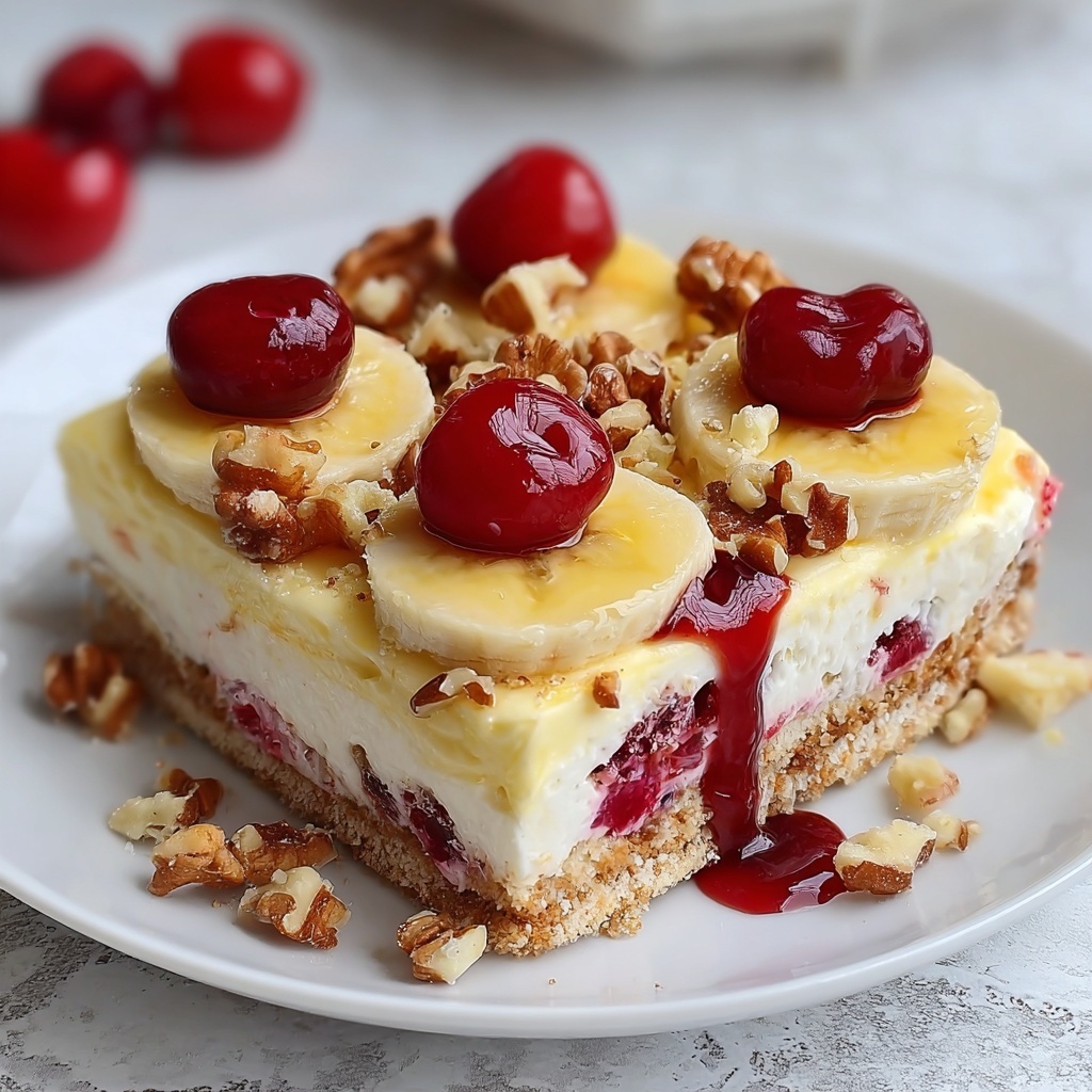 No-Bake Banana Split Cake Recipe - Recipe Image