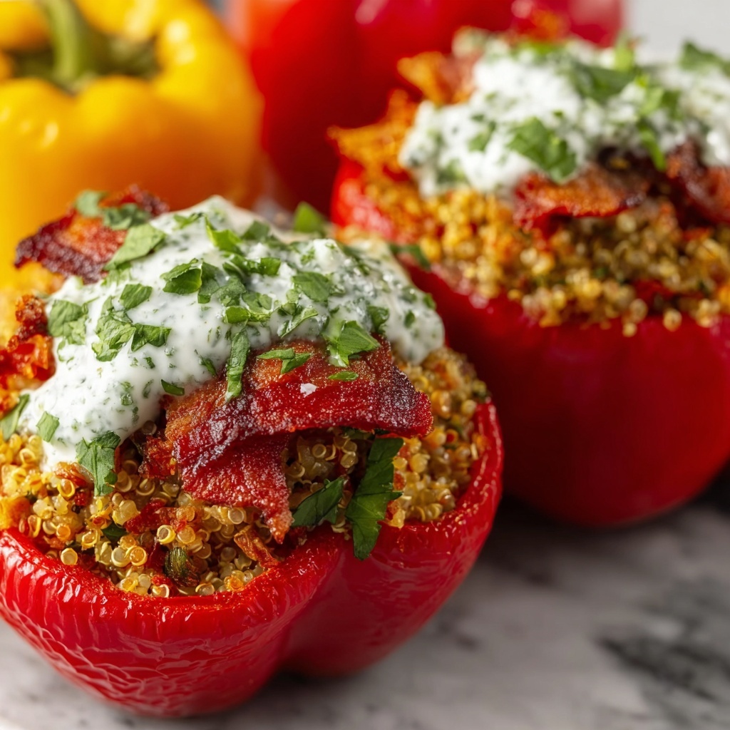 Greek Stuffed Peppers with Tzatziki Sauce Recipe - Recipe Image