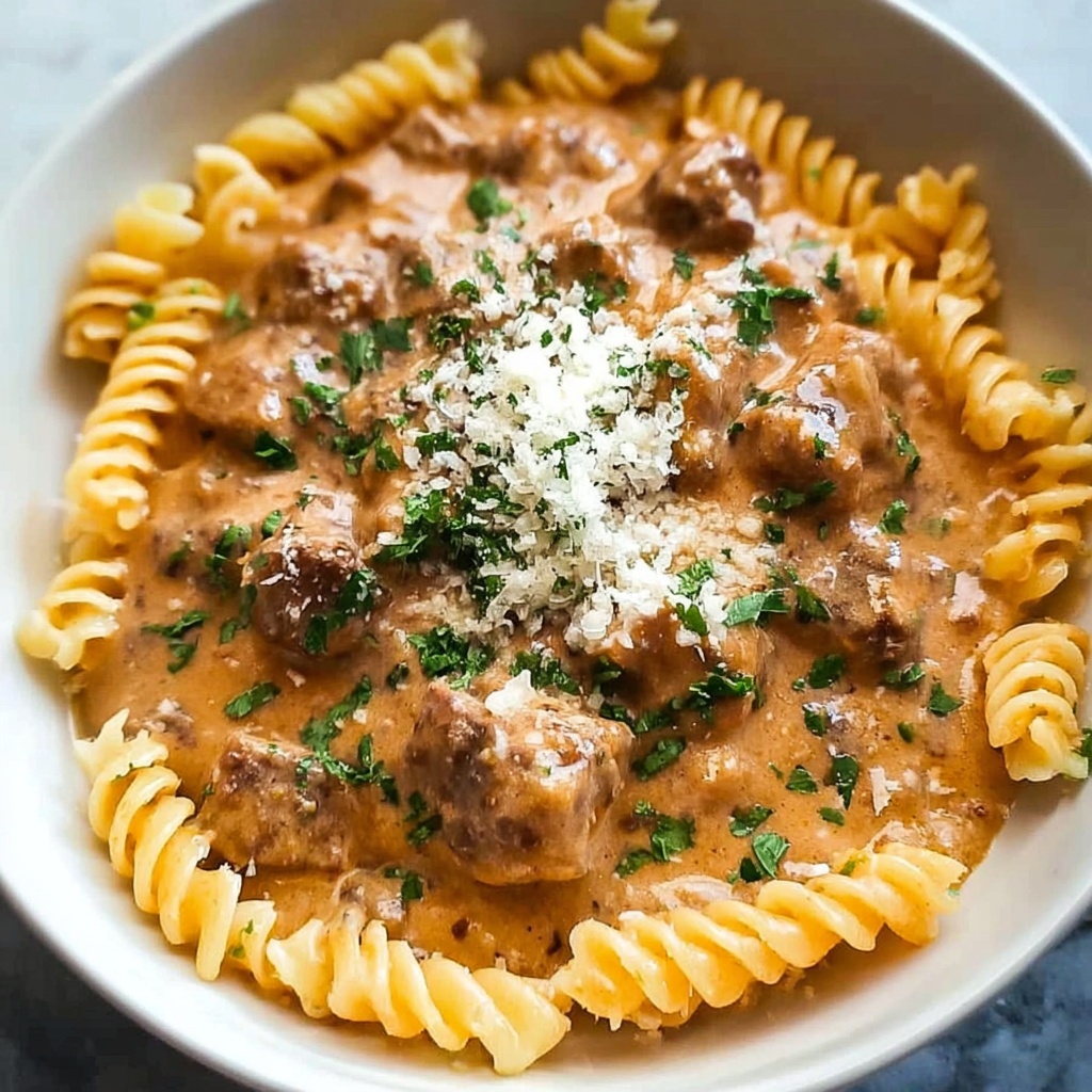 Slow Cooker Creamy Garlic Beef Pasta Recipe - Recipe Image