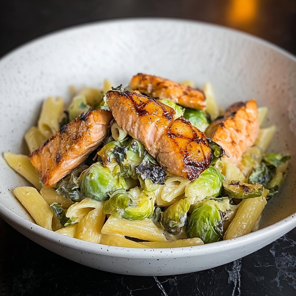 Salmon Pasta with Brussels Sprouts Recipe - Recipe Image