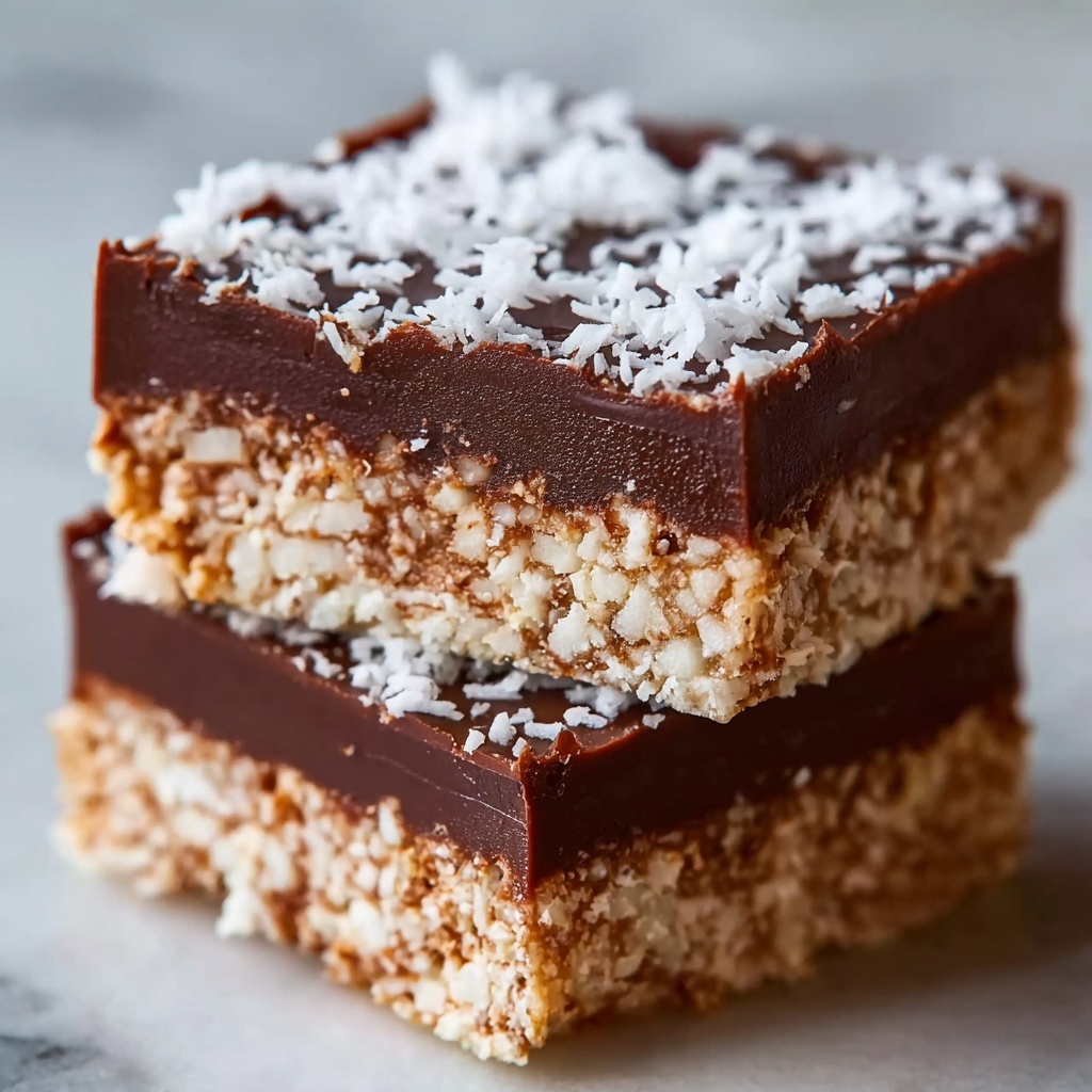 No-Bake Chocolate Coconut Slice Recipe - Recipe Image