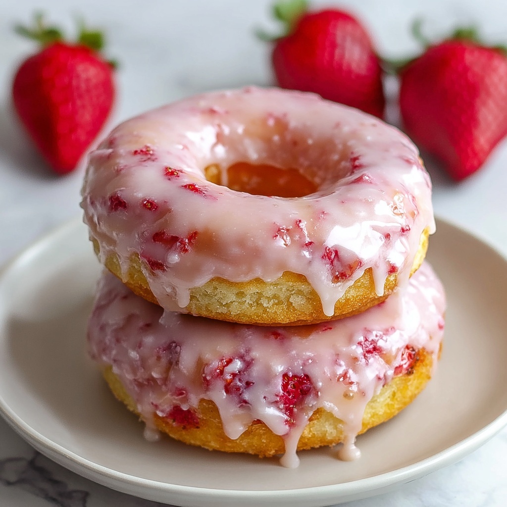 Strawberry Cake Donuts Recipe - Recipe Image