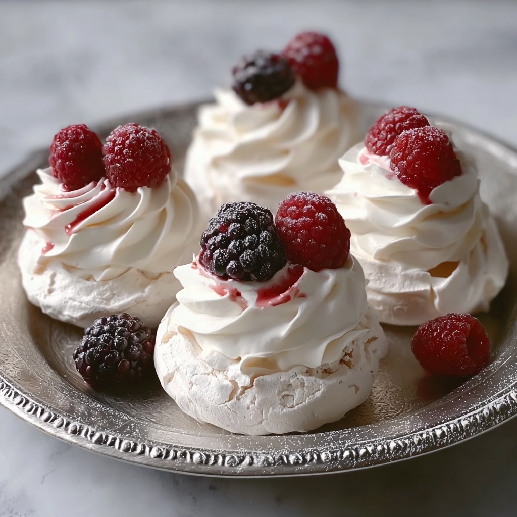 Toasted Coconut Mini Pavlovas with Coconut Custard Recipe - Recipe Image