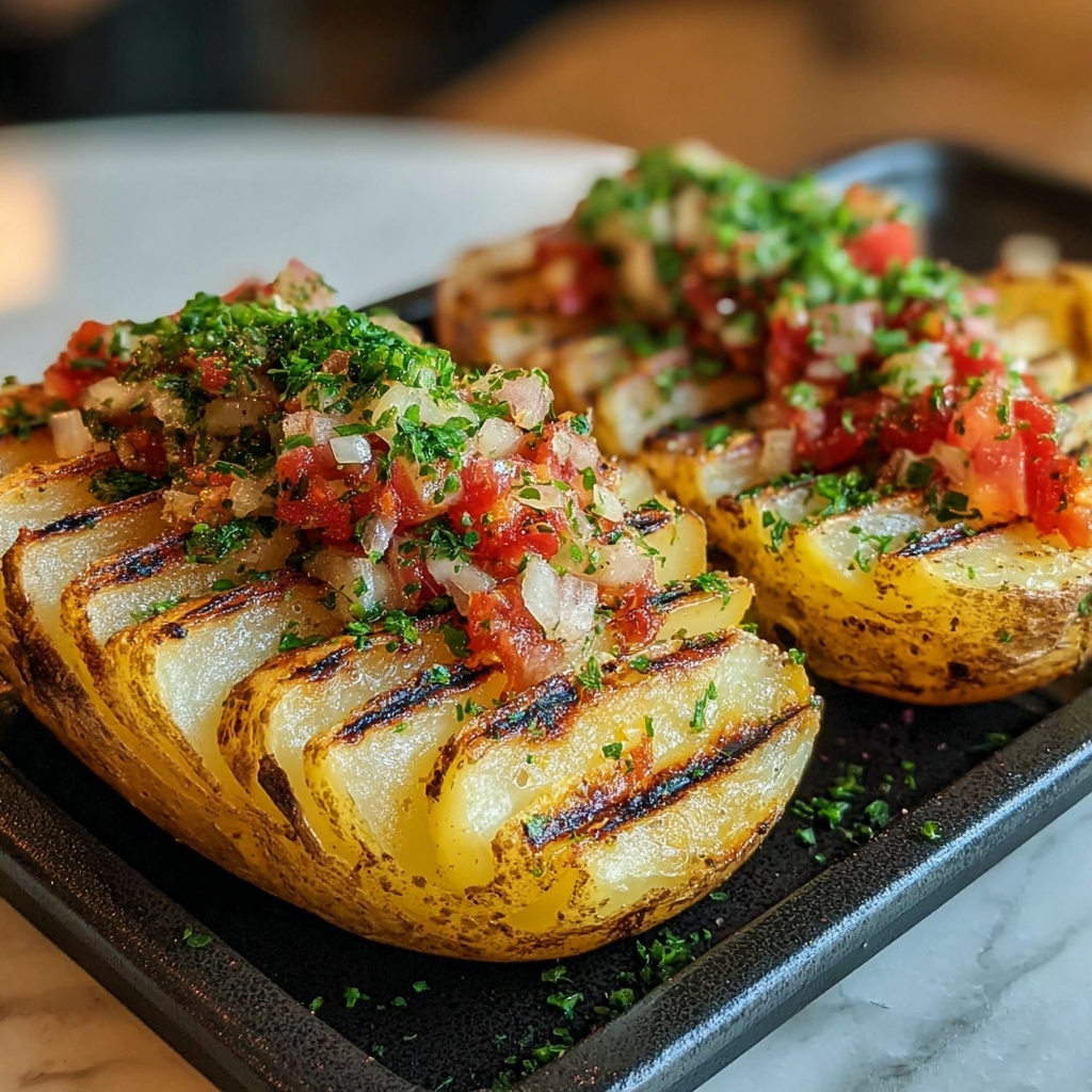 Grilled Baked Potatoes with Optional Toppings Recipe - Recipe Image