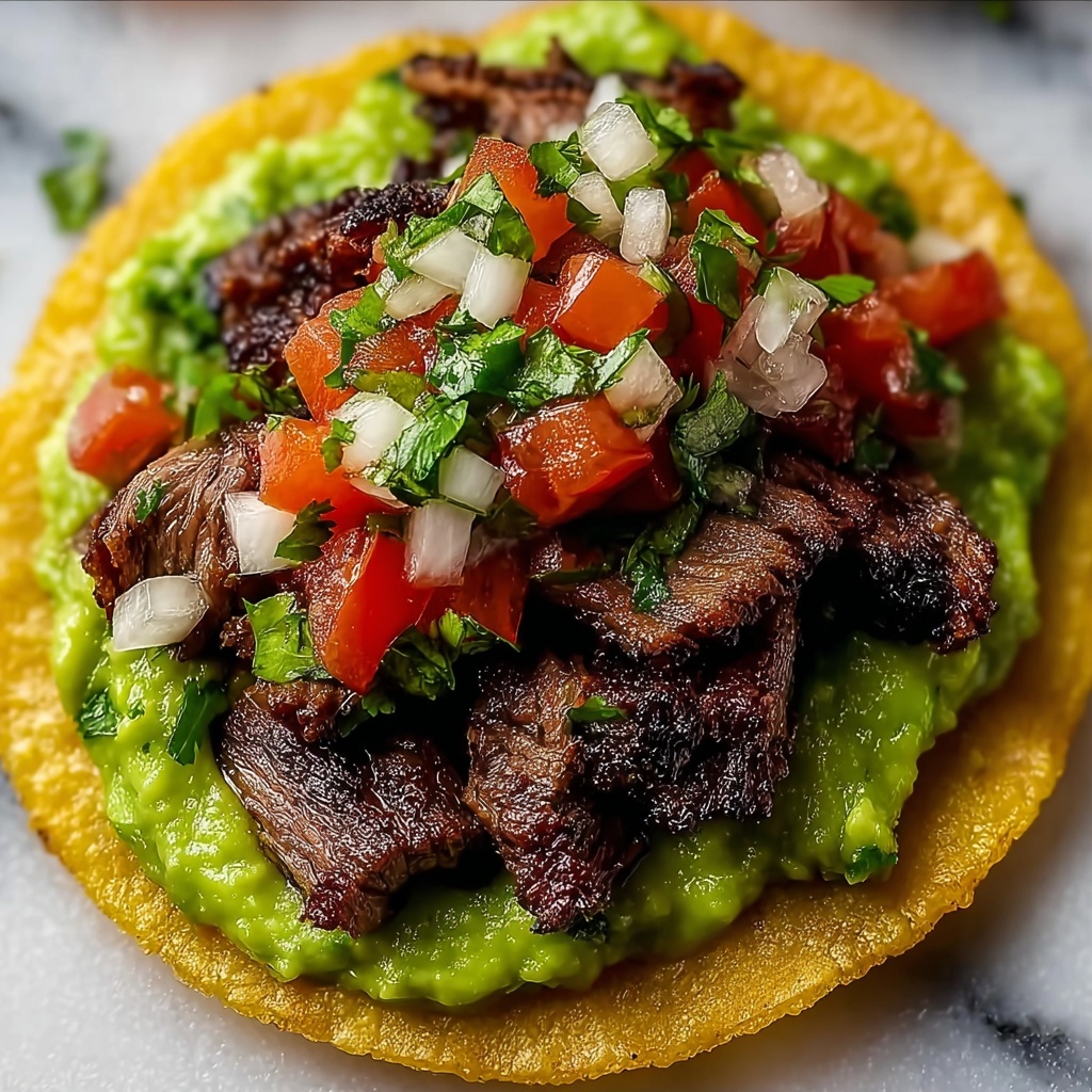 Mexican Tostadas de Beef Carne Asada Recipe - Recipe Image