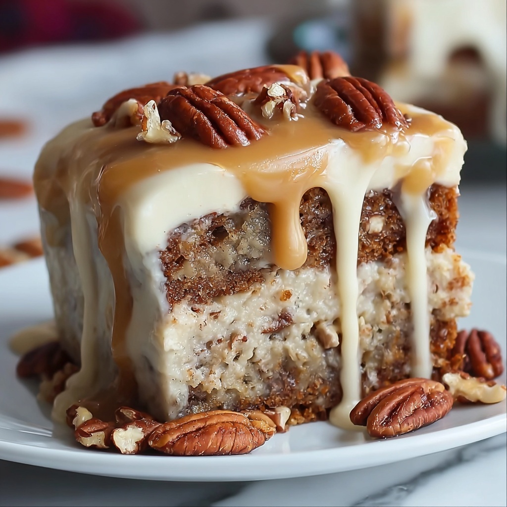 Sweet Bliss With Butter Pecan Praline Poke Cake Recipe - Recipe Image