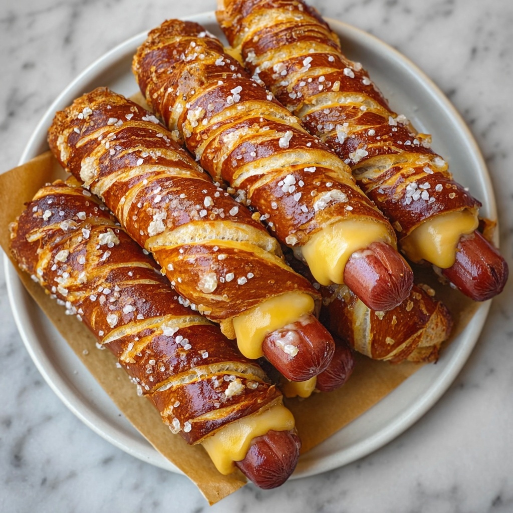 Soft Baked Cheesy Pretzel Dogs Recipe - Recipe Image