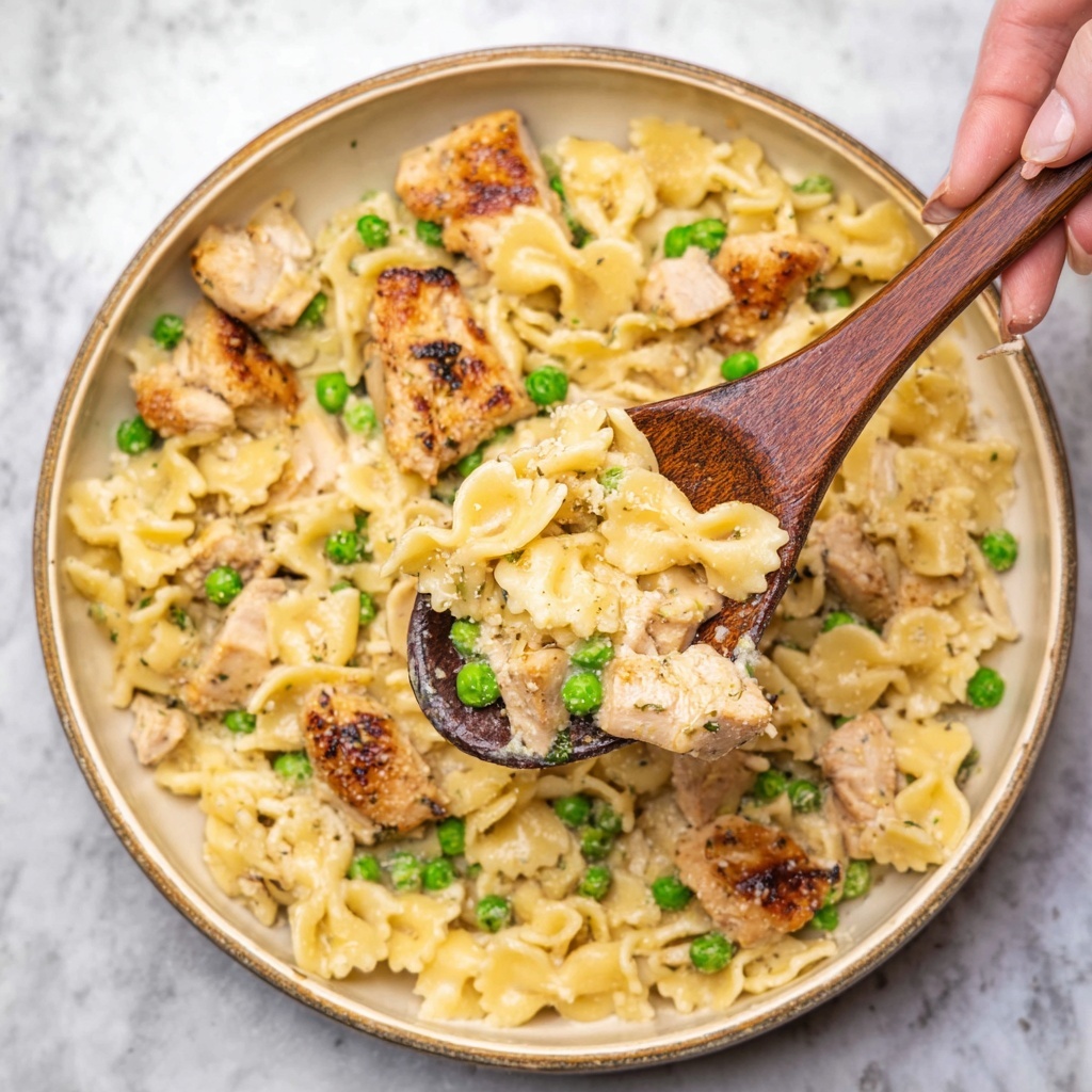 Boursin Cheese Pasta with Chicken and Green Peas Recipe - Recipe Image