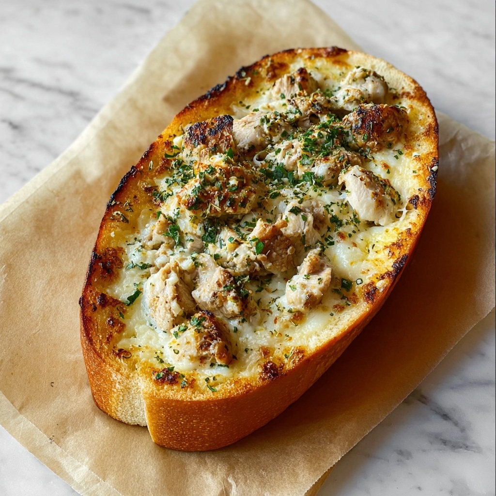 Chicken Alfredo Garlic Bread Recipe - Recipe Image