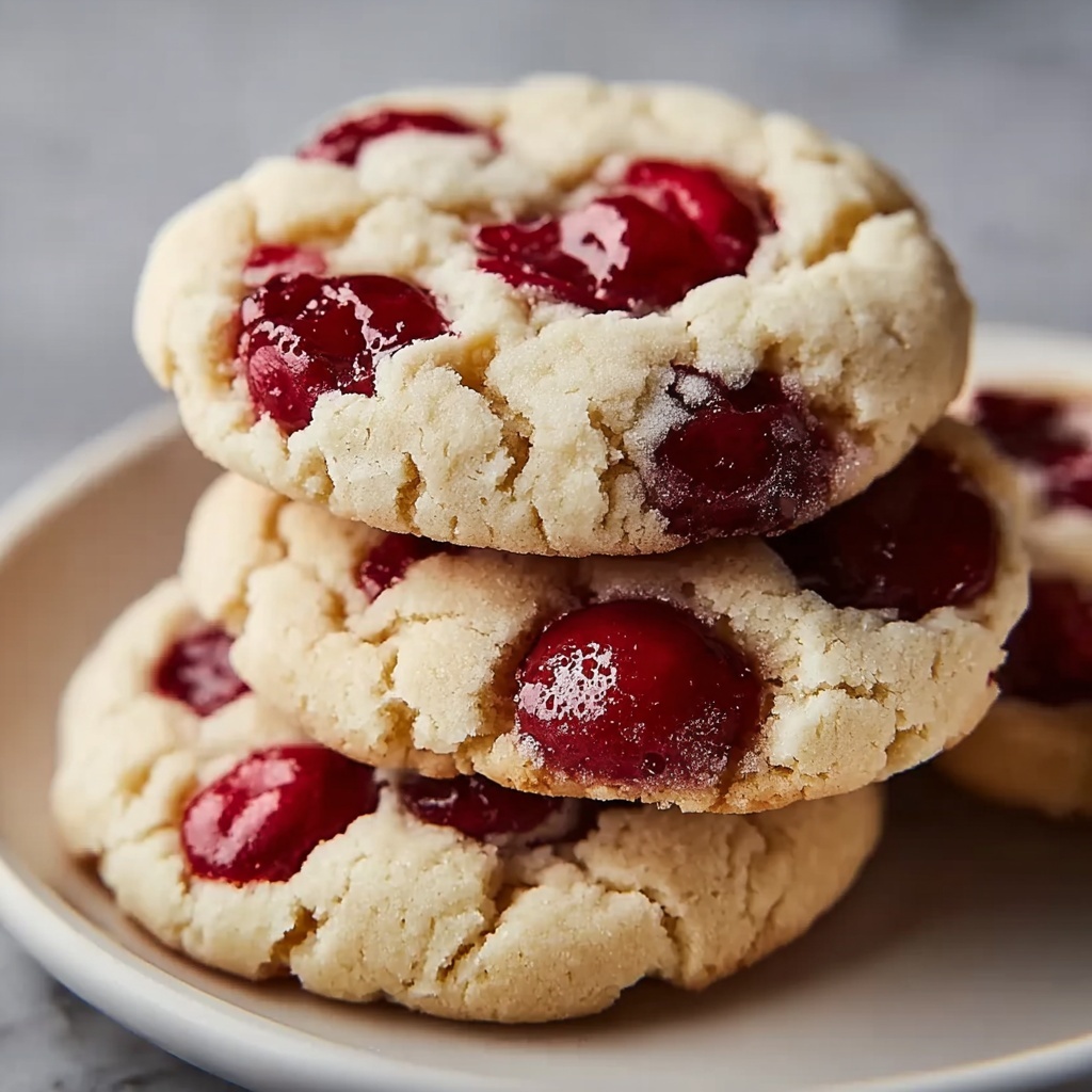 White Chocolate Cherry Shortbread Cookies Recipe - Recipe Image