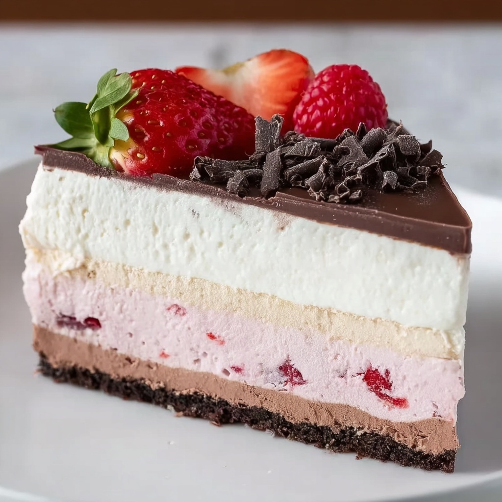 Neapolitan Cheesecake Cake Recipe - Recipe Image