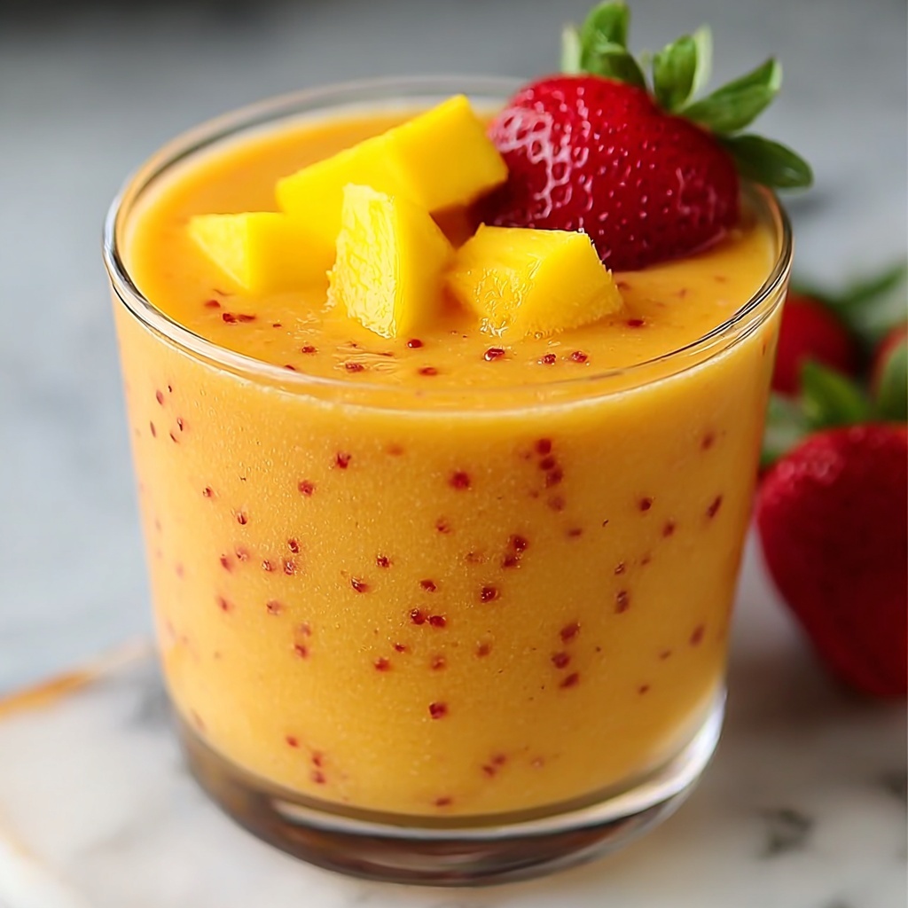 Tropical Strawberry Mango Smoothie Recipe - Recipe Image