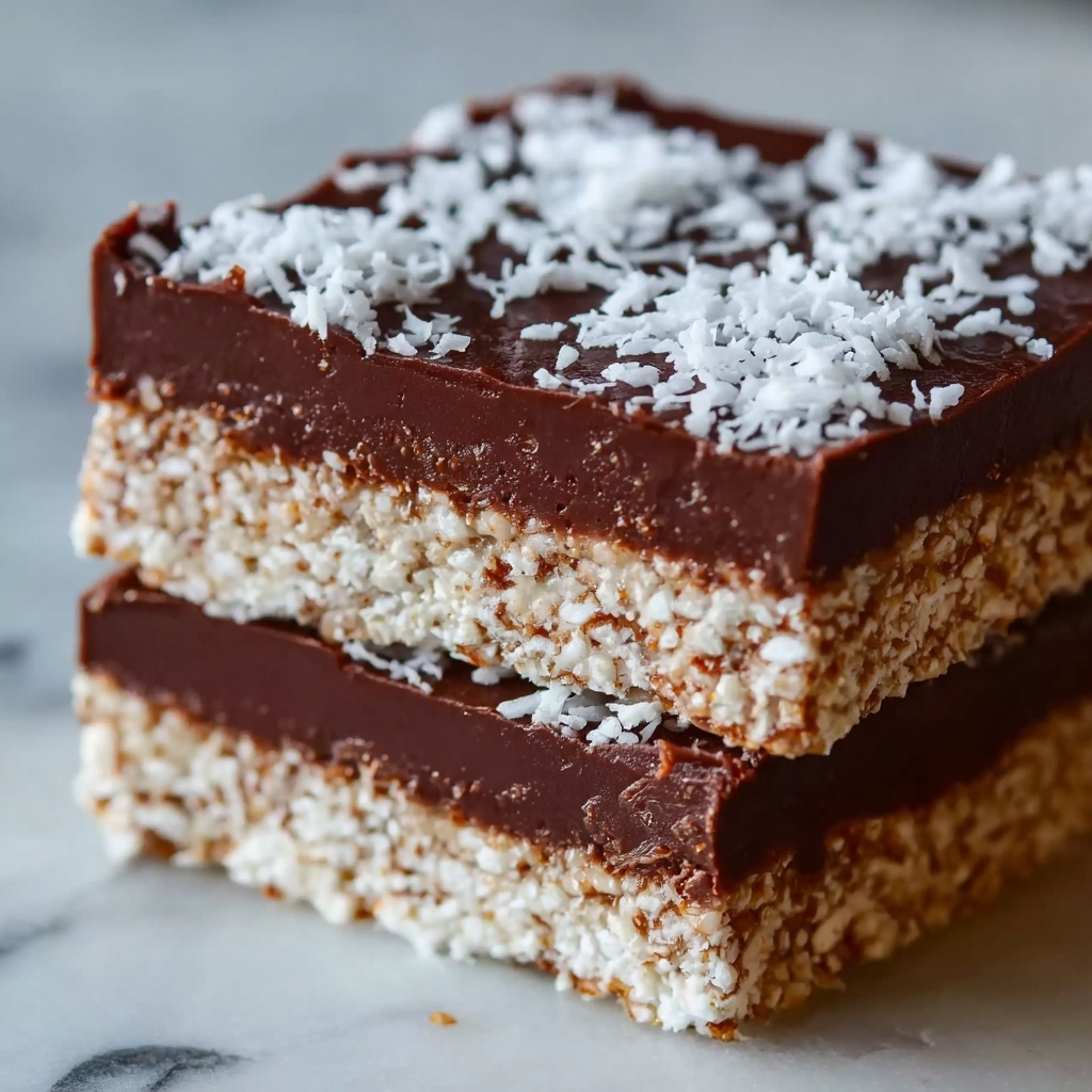 No-Bake Chocolate Coconut Slice Recipe - Recipe Image