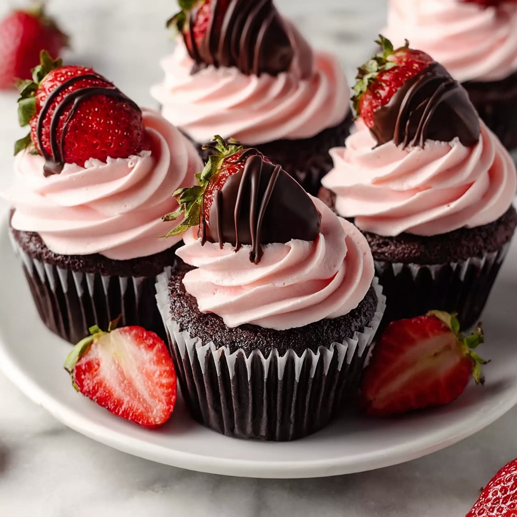 Chocolate Covered Strawberry Cupcakes Recipe - Recipe Image