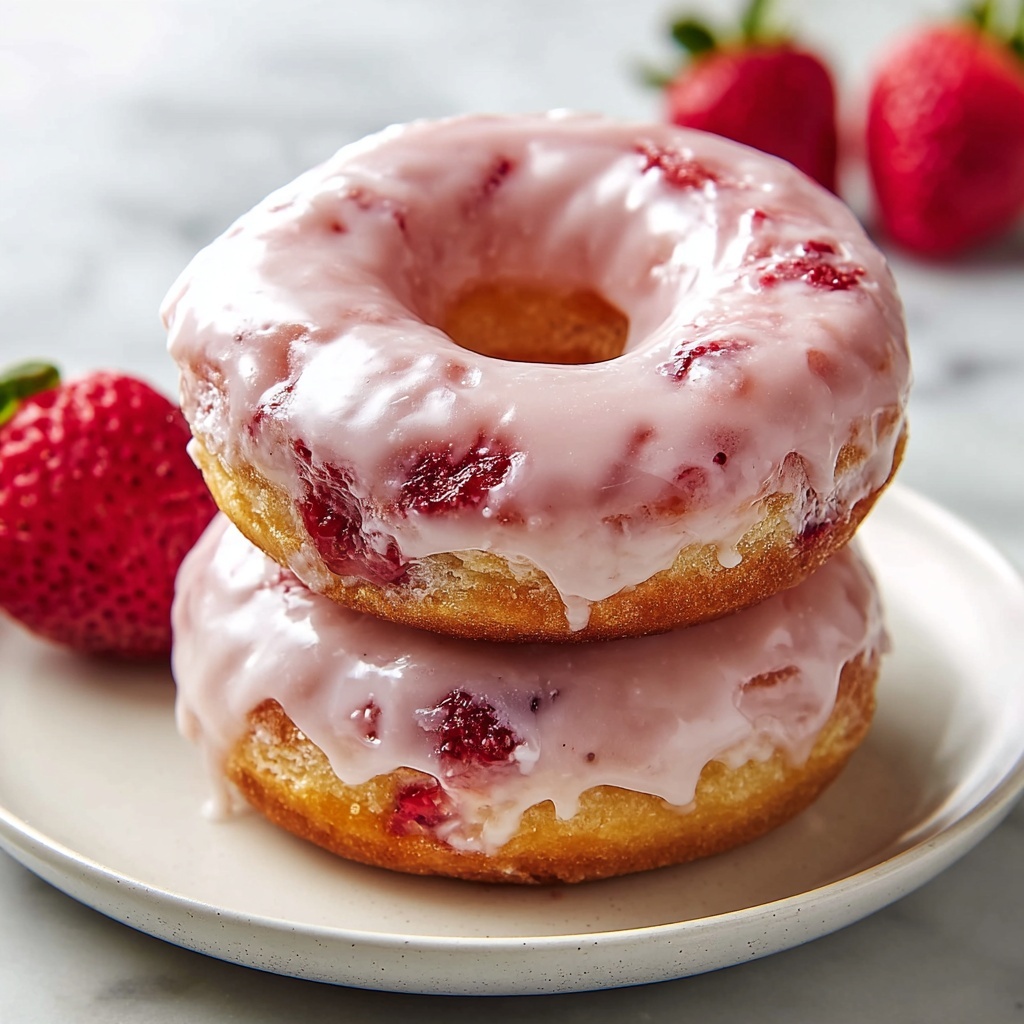 Strawberry Cake Donuts Recipe - Recipe Image