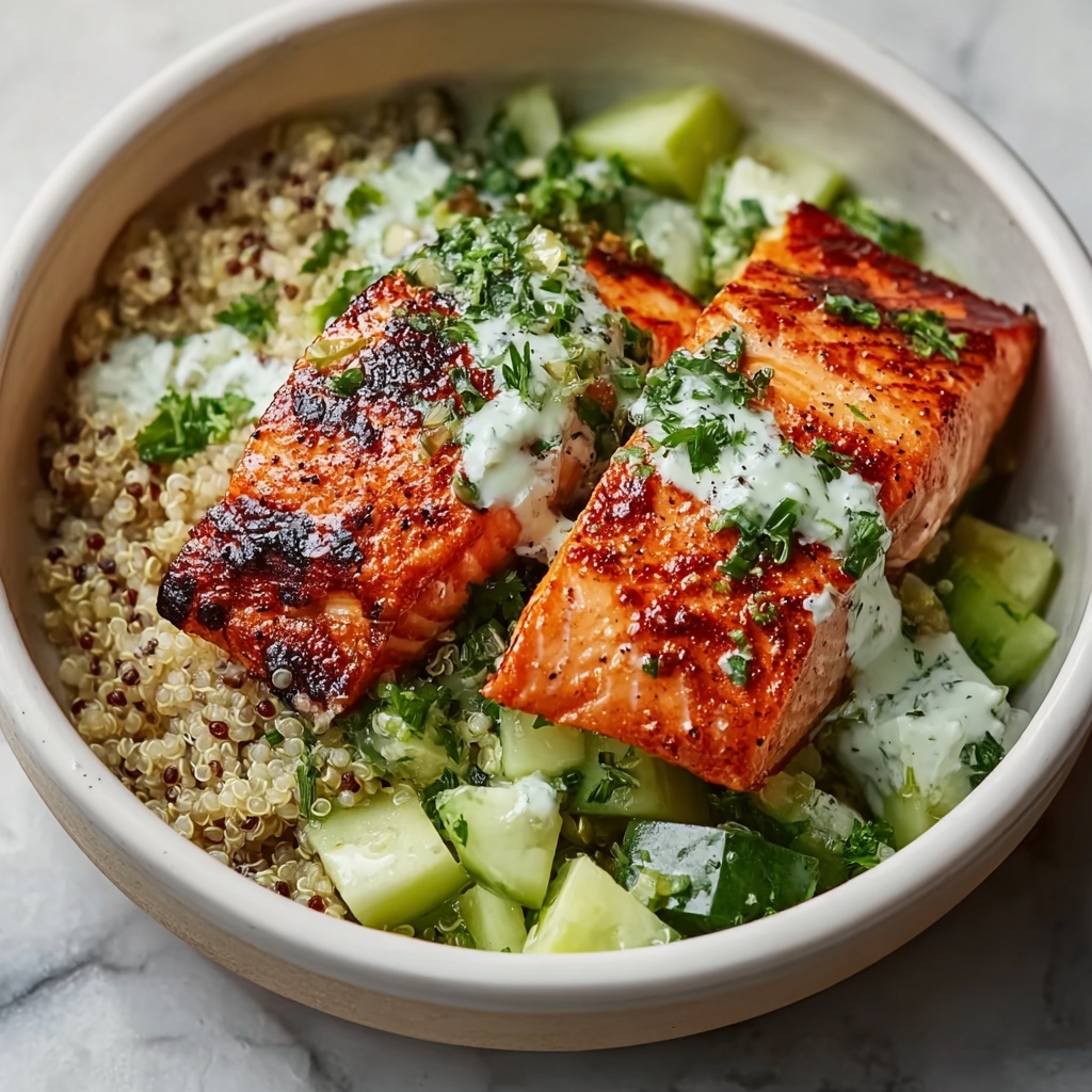 Honey Harissa Salmon Quinoa Bowls Recipe - Recipe Image