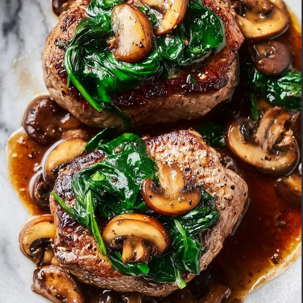 Goat Cheese & Spinach Stuffed Chicken Breast with Caramelized Onions and Mushrooms Recipe - Recipe Image