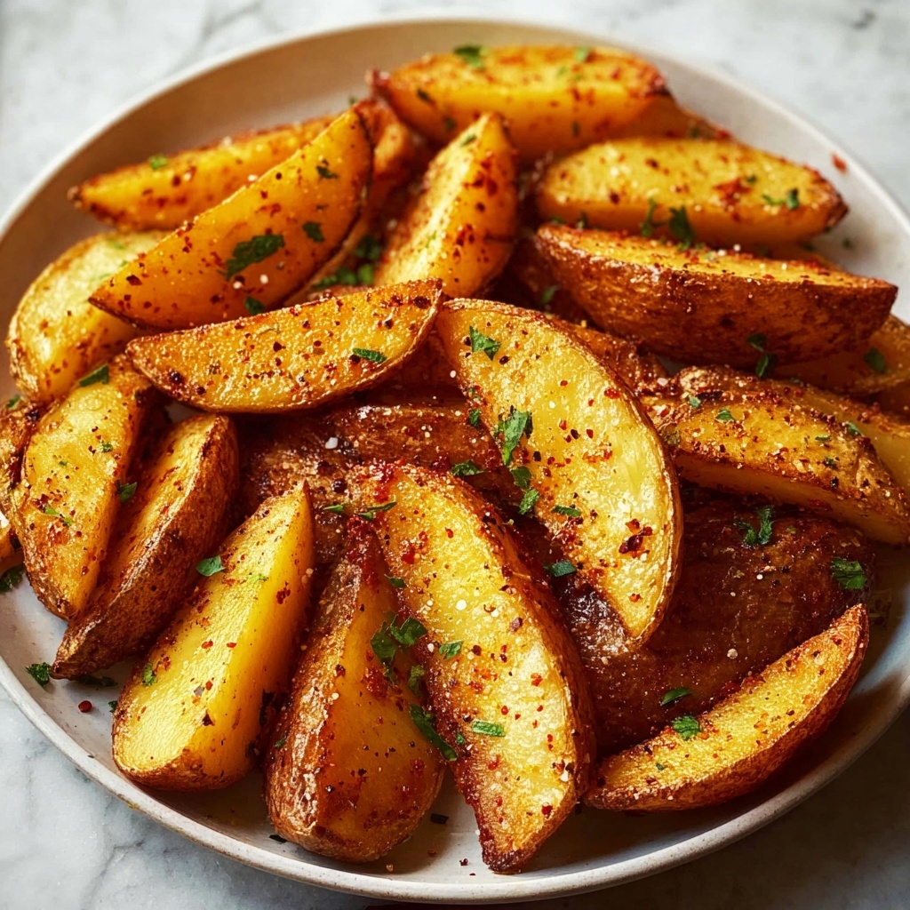 Crispy Roasted Potato Wedges with Spicy Dips Recipe - Recipe Image
