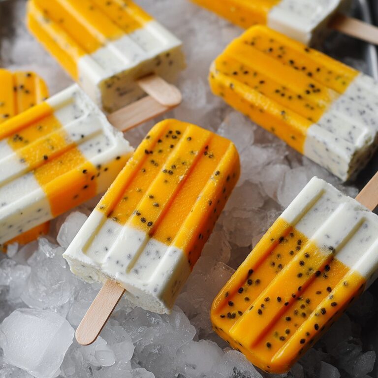 Tropical Mango Passion Fruit Coconut Yogurt Popsicles Recipe
