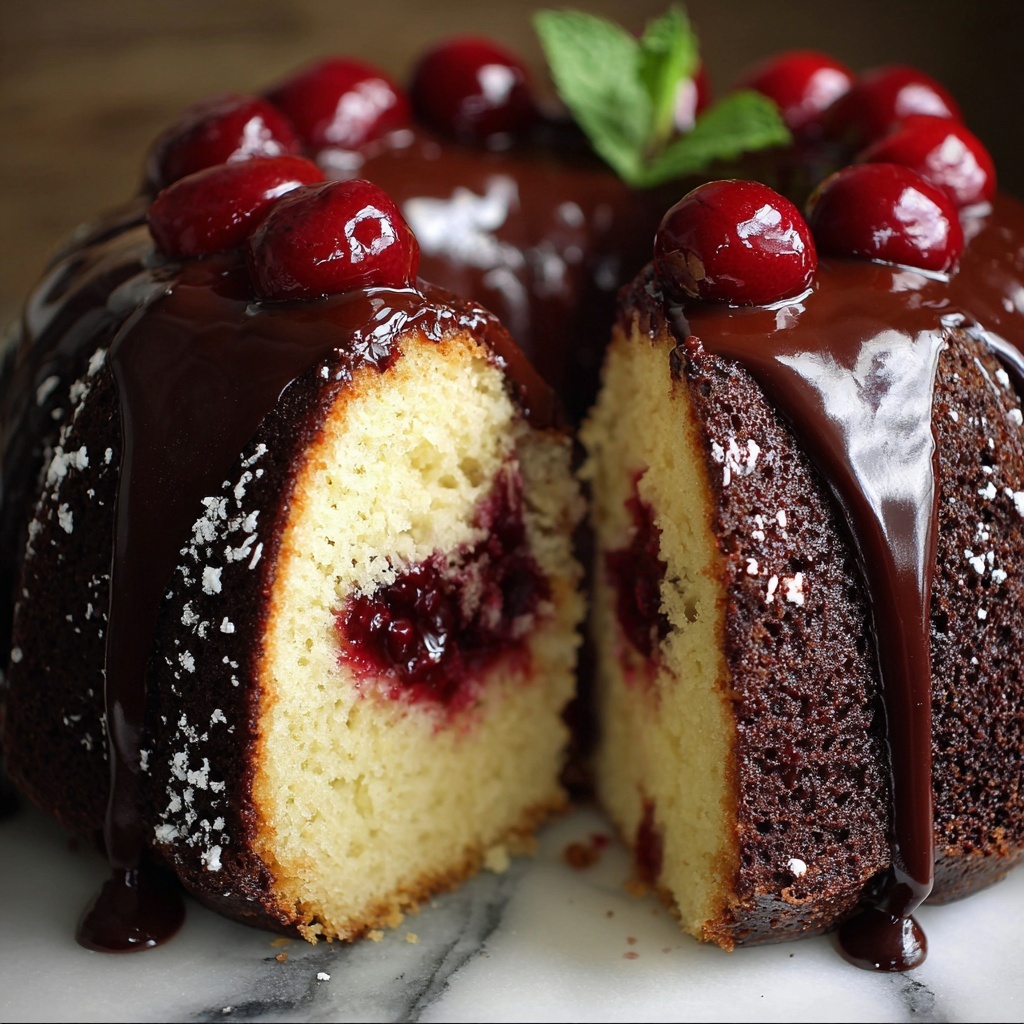 Cherry Chocolate Cream Cheese Bundt Cake Recipe - Recipe Image