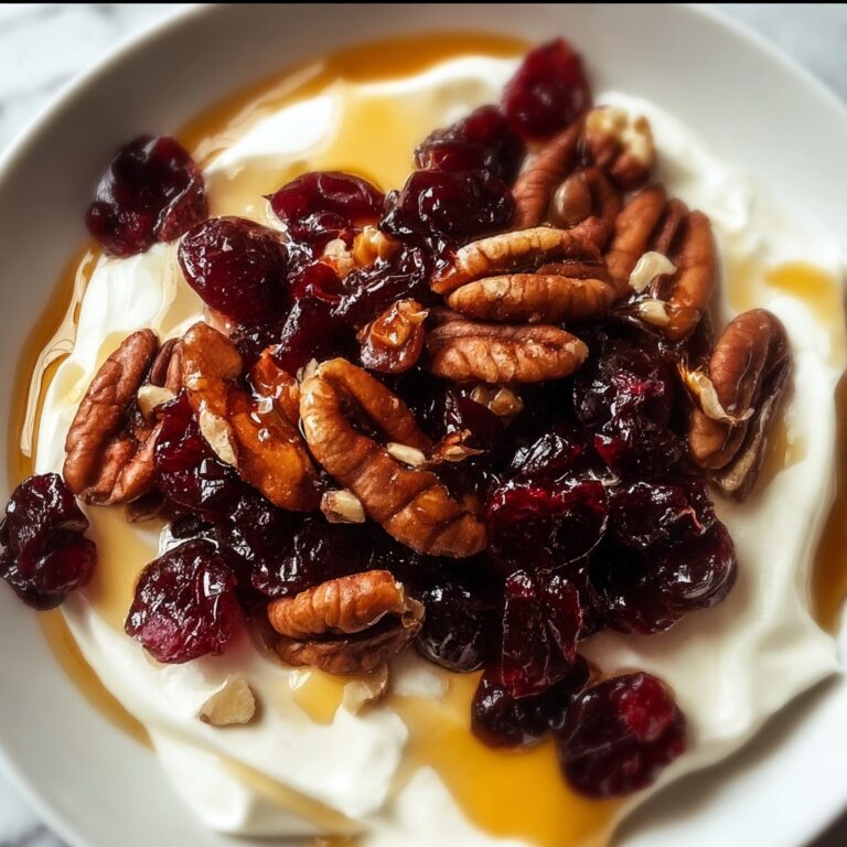 Whipped Goat Cheese with Cranberries, Candied Pecans, and Herb Garnish Recipe