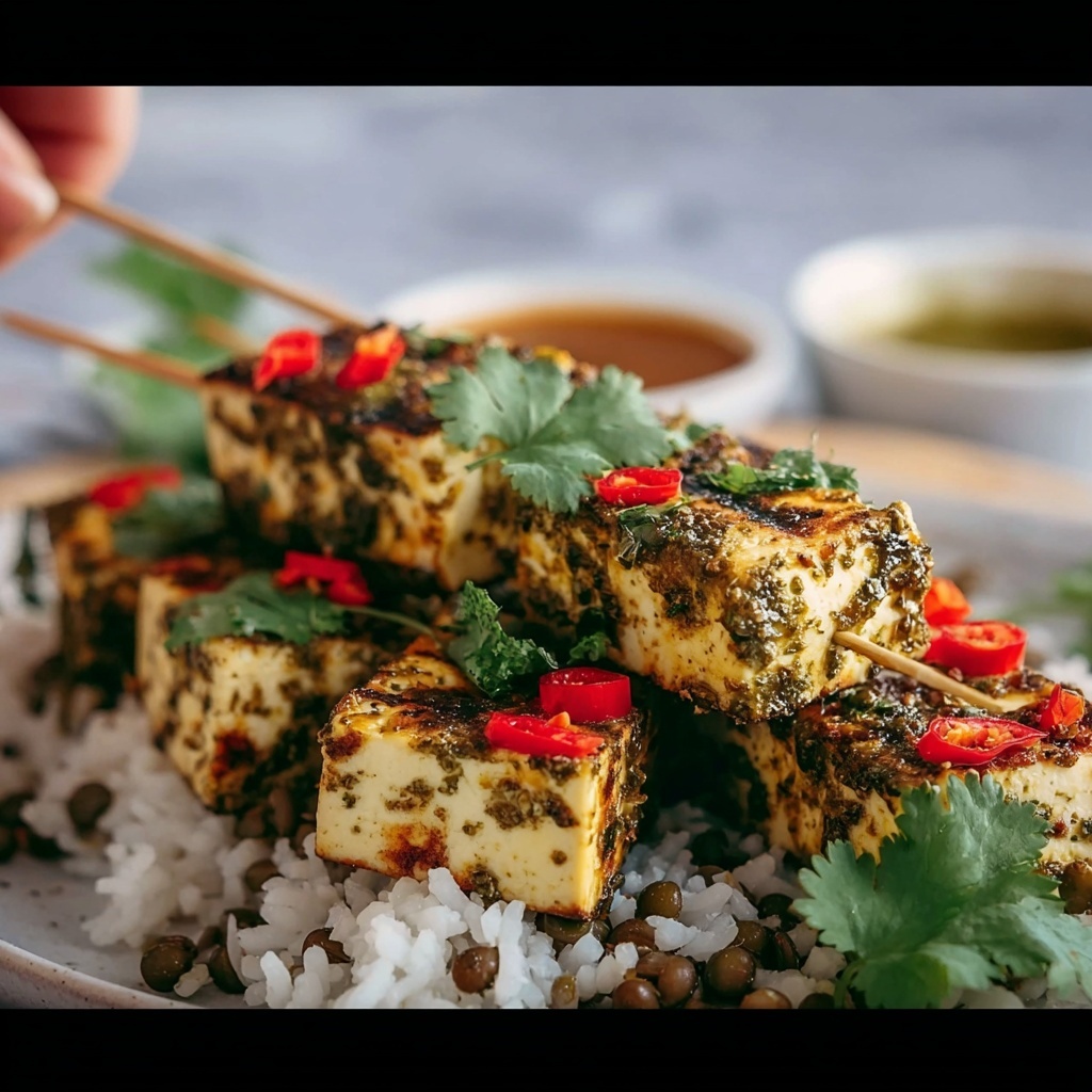 Lemon & Coriander Tofu Skewers Recipe - Recipe Image