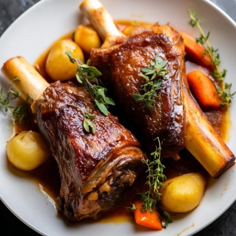 Braised Lamb Shanks with Pomegranate and Root Vegetables Recipe