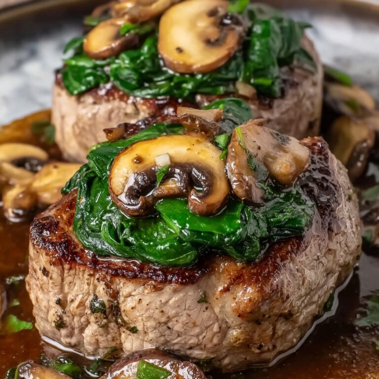 Goat Cheese & Spinach Stuffed Chicken Breast with Caramelized Onions and Mushrooms Recipe