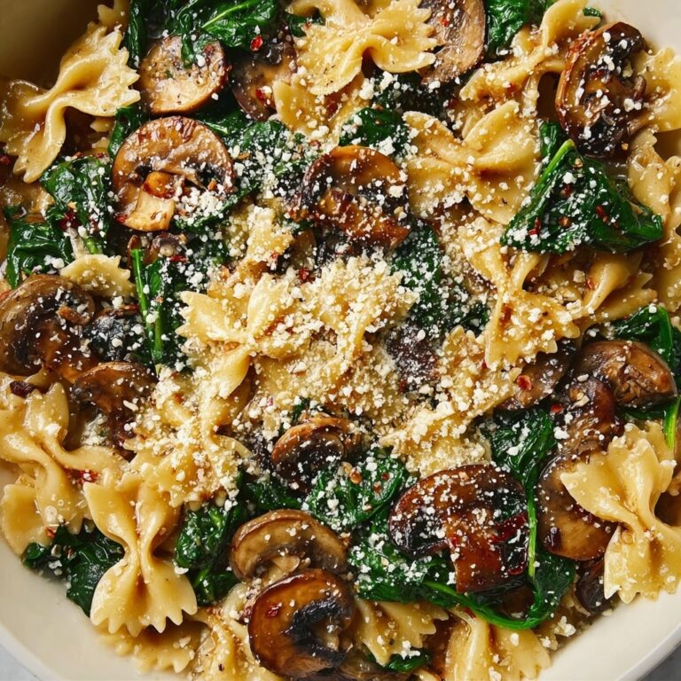 Parmesan Spinach Mushroom Pasta Skillet Recipe