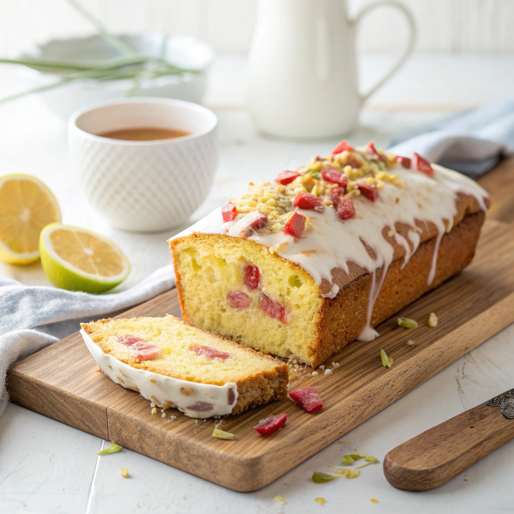 Lemon Rhubarb Loaf with Glaze Recipe - Recipe Image