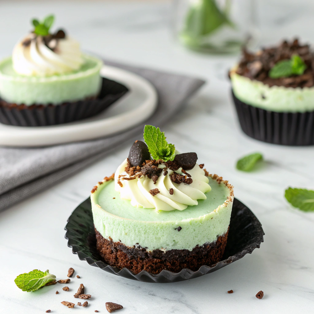 Mini Mint Oreo Cheesecakes Recipe - Recipe Image