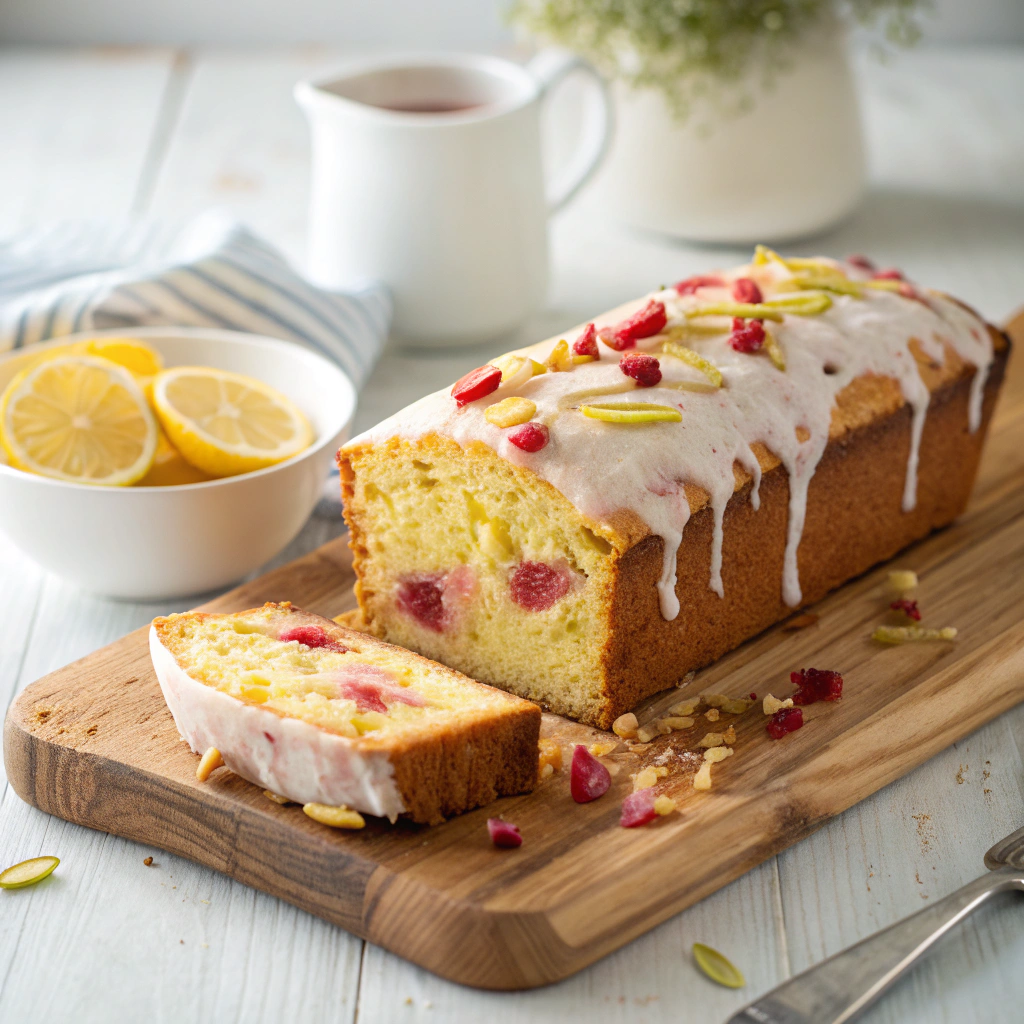 Lemon Rhubarb Loaf with Glaze Recipe - Recipe Image