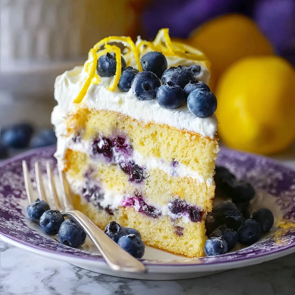 No-Bake Lemon Dazzling Blueberry Cream Cake Recipe - Recipe Image