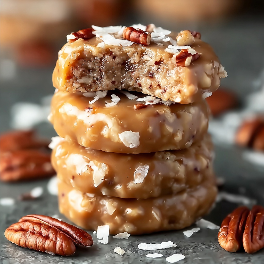 No-Bake Coconut Pecan Praline Cookies Recipe - Recipe Image
