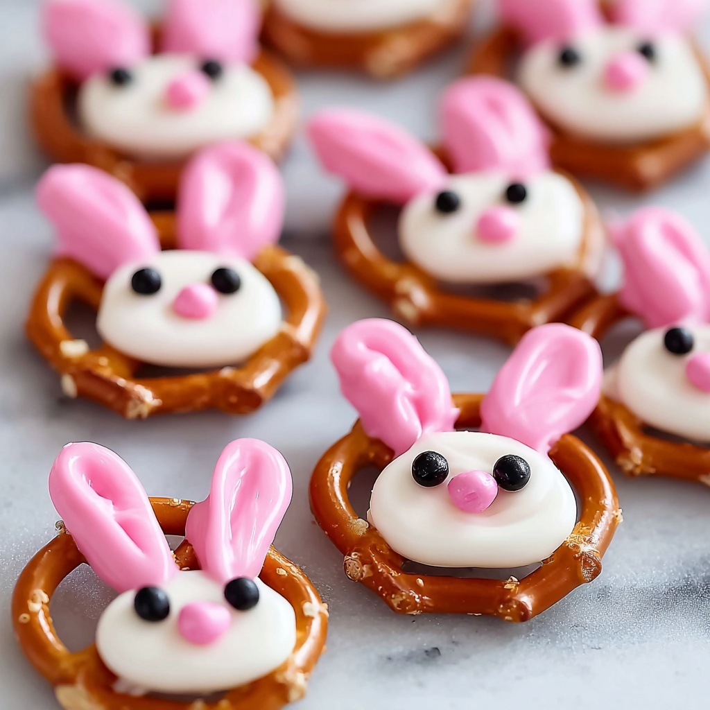 Pink Bunny Pretzels with White Chocolate and Decorated Details Recipe - Recipe Image