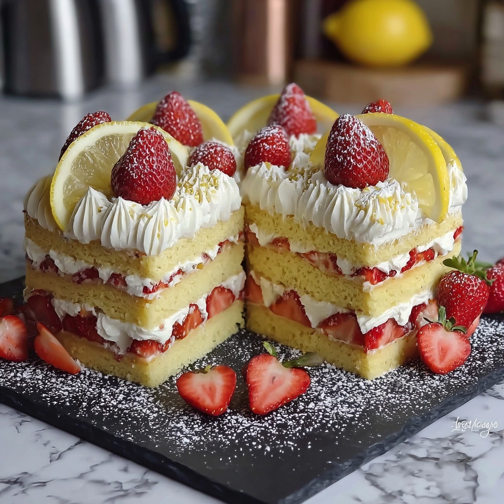 Strawberry Lemon Layer Cake Recipe - Recipe Image