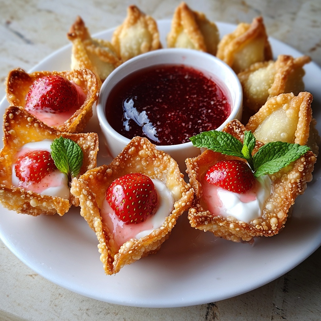 Deep-Fried Strawberry Cheesecake Stuffed Wonton Bites Recipe - Recipe Image