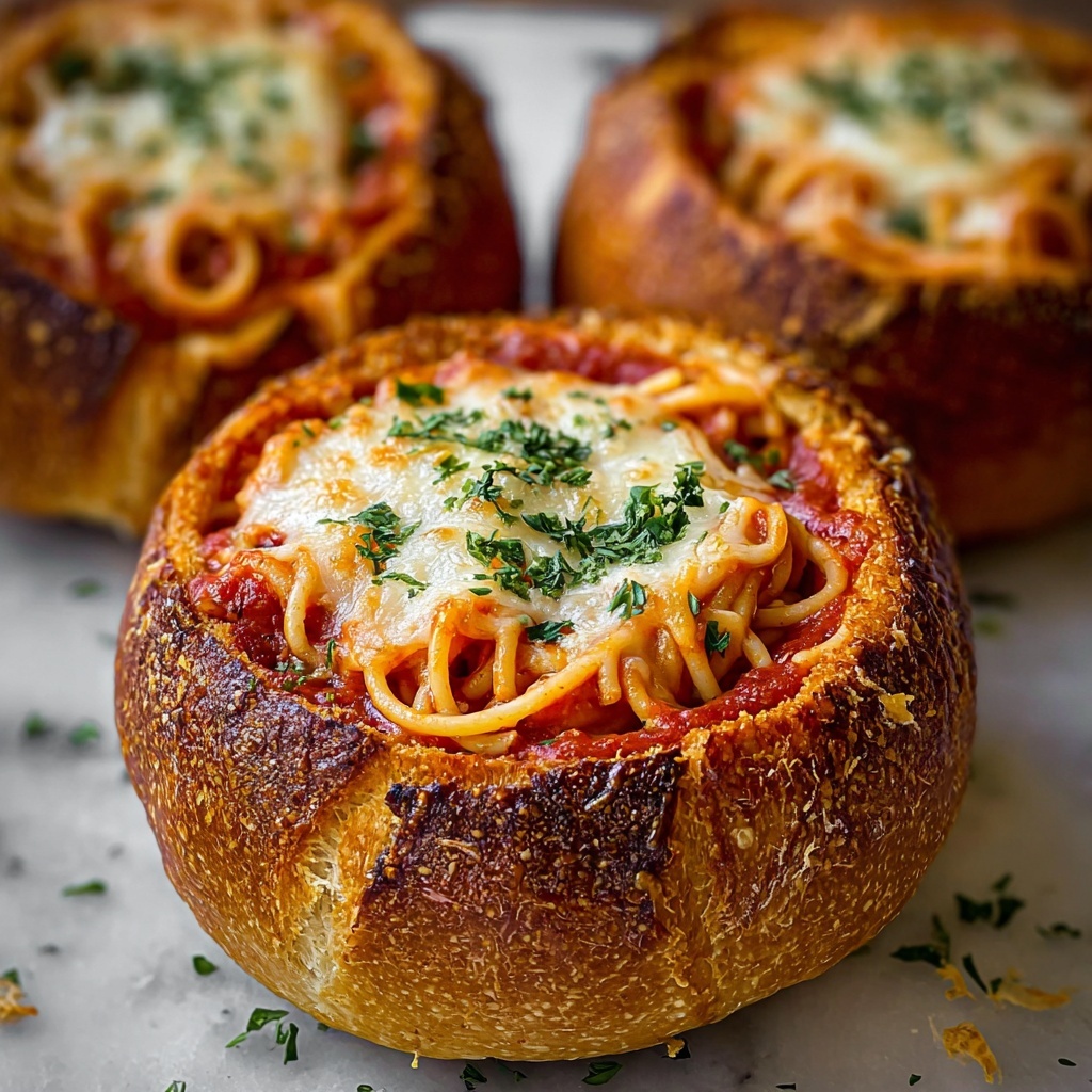 Spaghetti Garlic Bread Bowls: A Delicious Twist on Classic Comfort Food Recipe - Recipe Image