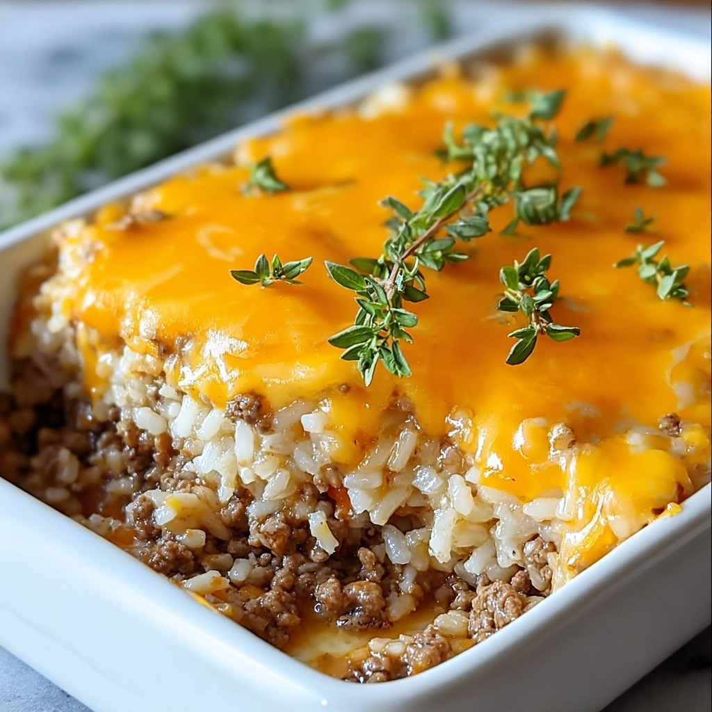 Cheddar-Crusted Ground Beef and Rice Casserole Recipe - Recipe Image