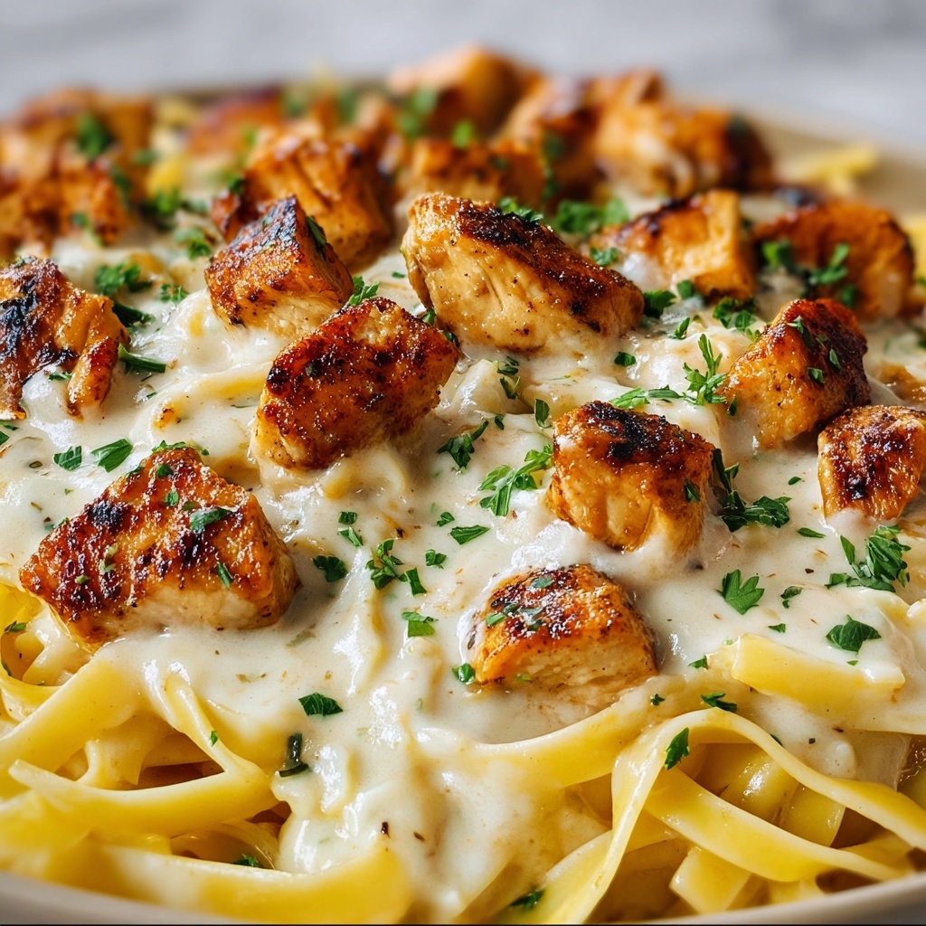 Chicken Bites with Creamy Parmesan Pasta Recipe - Recipe Image