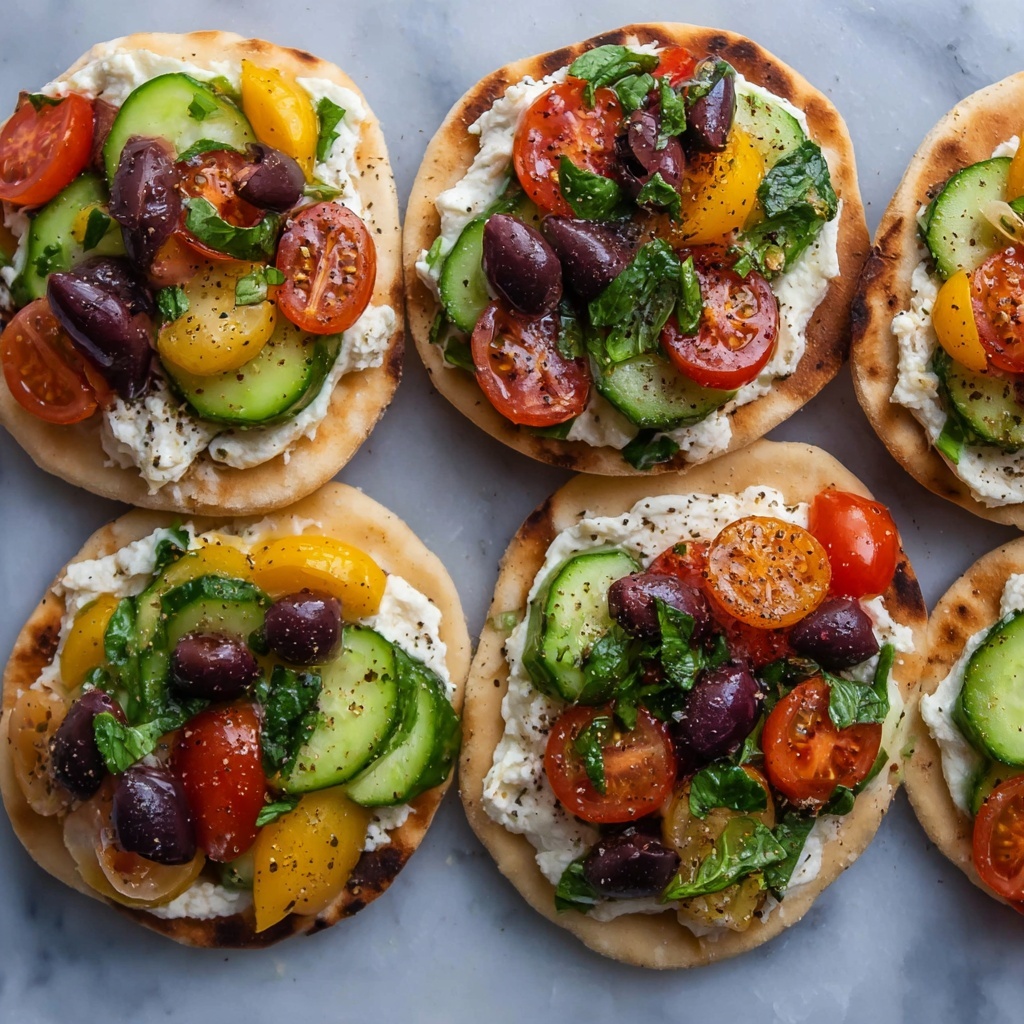 Greek Salad Naan Bites with Hummus Recipe - Recipe Image