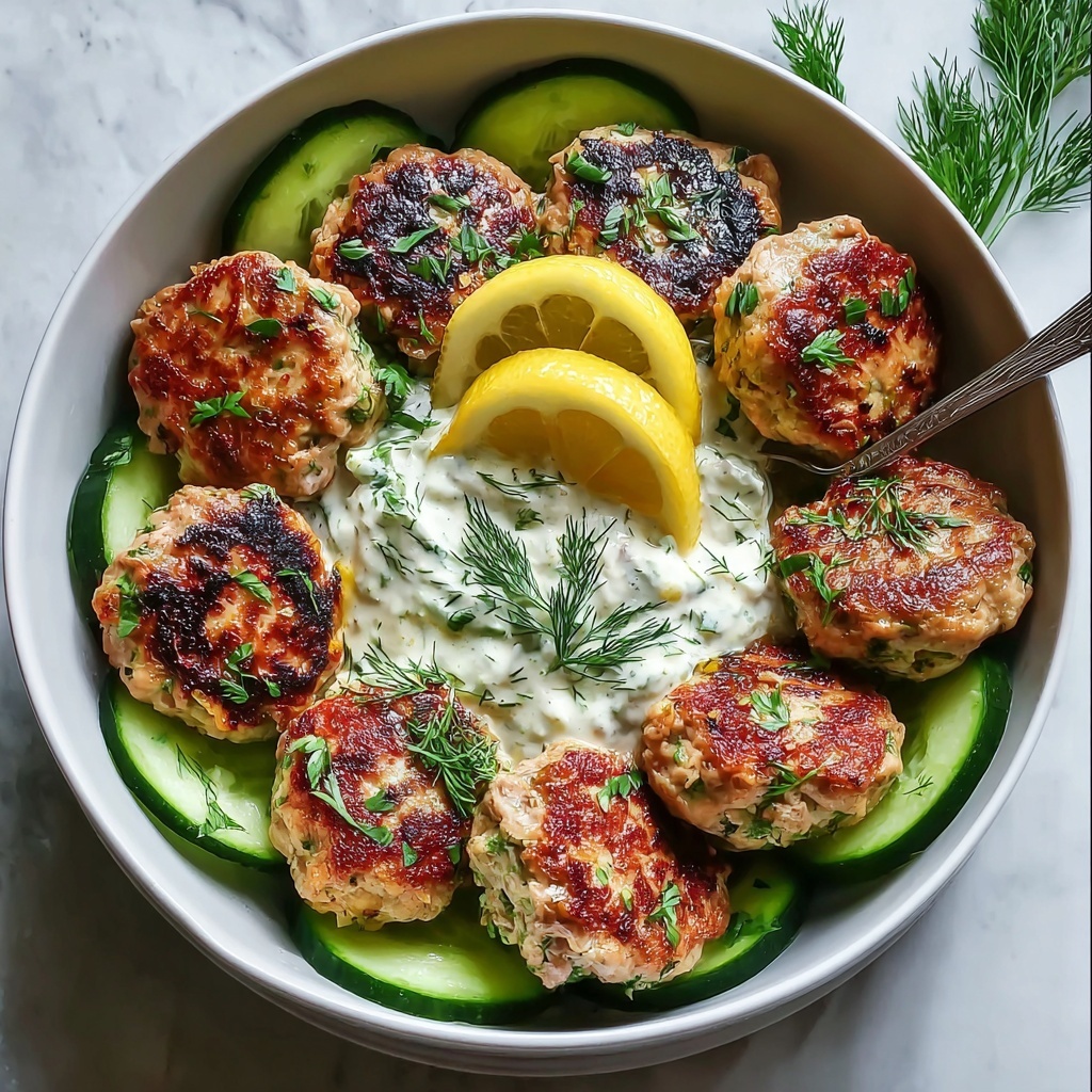 Greek Chicken Meatballs with Homemade Tzatziki Sauce Recipe - Recipe Image