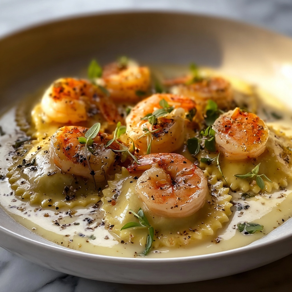 Shrimp and Lobster Ravioli with Creamy Garlic Butter Sauce Recipe - Recipe Image