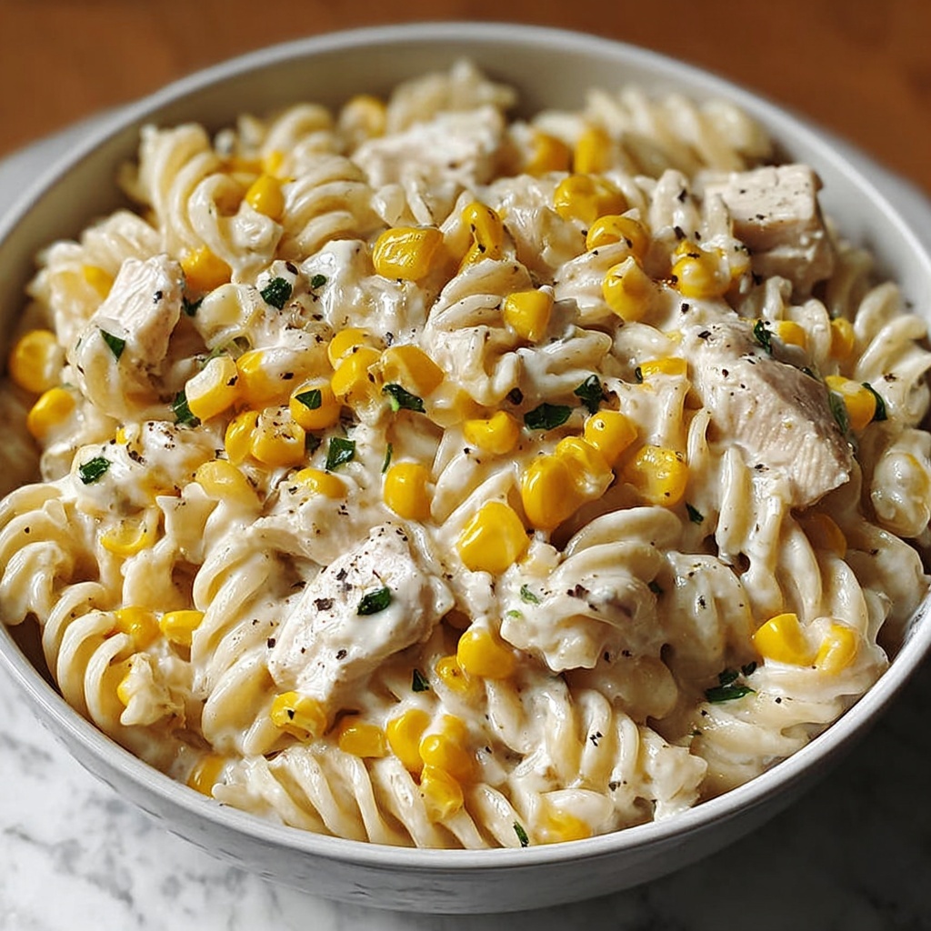 Creamy Chicken and Corn Pasta Recipe - Recipe Image